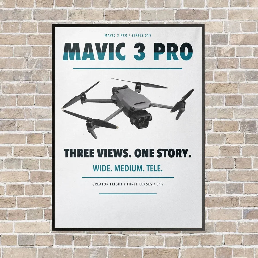DJI Mavic 3 Pro vertical canvas print - framed - white background