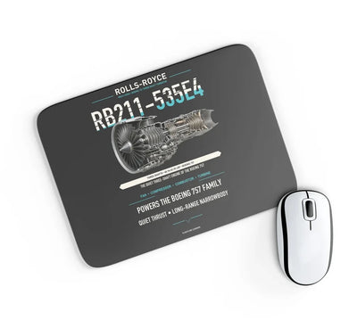 RB211-535E4 design on black rectangle mouse pad