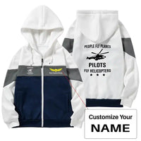 Thumbnail for People Fly Planes Pilots Fly Helicopters Zipped Hoodie - Colourful - White + Name (Customizable)