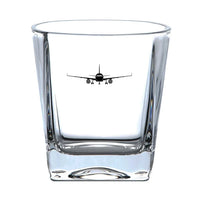 Thumbnail for Airbus A320 Silhouette aviation design on whiskey glass, crystal-clear premium glassware.