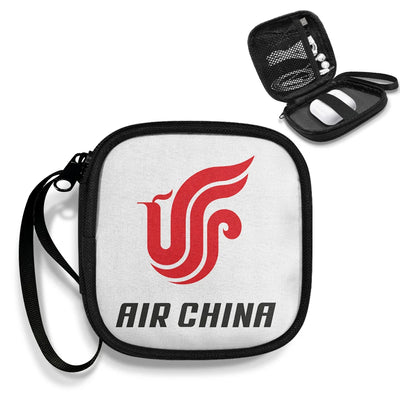 Air China Airlines Portable aviation design portable headphone bag, padded polyester construction.
