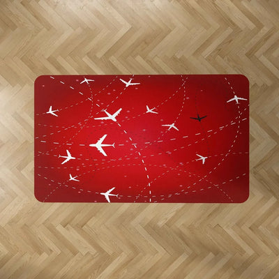 Travelling with Aircraft (Red) aviation print rectangle carpet floor mat, durable carpet pile with non-slip backing.