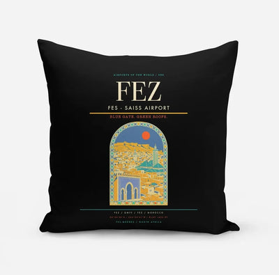 Fes (FEZ) design on black pillow
