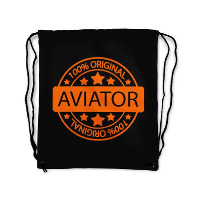 100 Original aviation design drawstring bag, lightweight polyester construction.