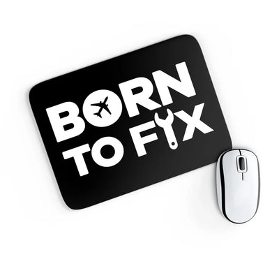 Born To Fix Airplanes aviation design on neoprene with anti-slip base mouse pad.