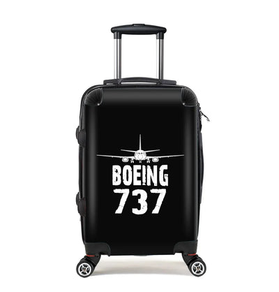 Boeing 737 & Plane Cabin Size aviation print luggage, durable shell.