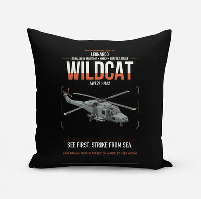 Leonardo AW159 Wildcat HMA2 design on black pillow