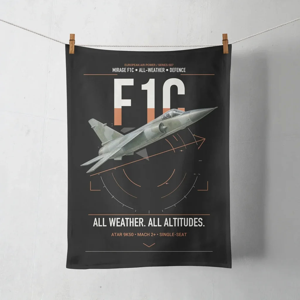 Dassault Mirage F1C design on black towel