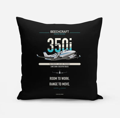 Beechcraft King Air 350i design on black pillow