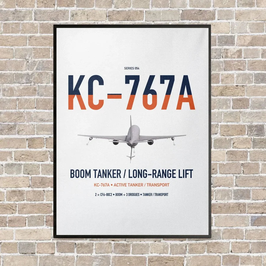 Boeing KC-767A vertical canvas print - framed - white background