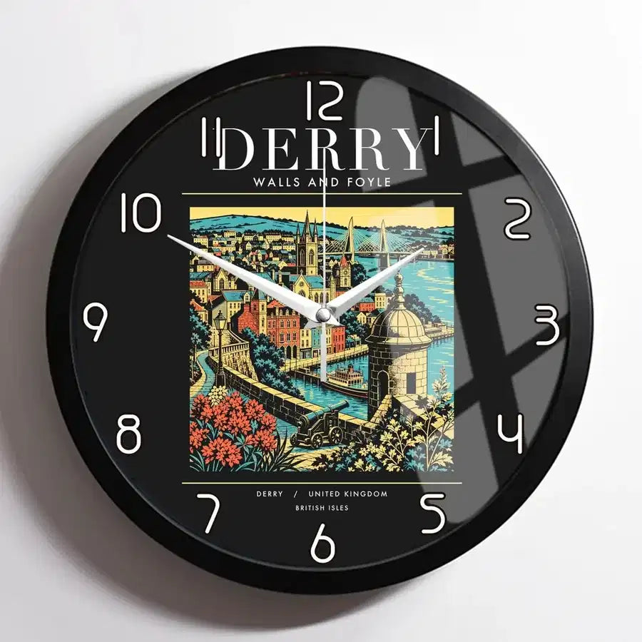 DERRY - Poster - Wall Clock Framed - Black