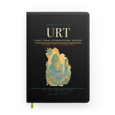 Surat Thani International Airport (URT) design on black notebook