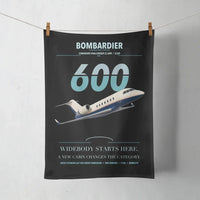 Thumbnail for Bombardier Challenger 600 design on black towel