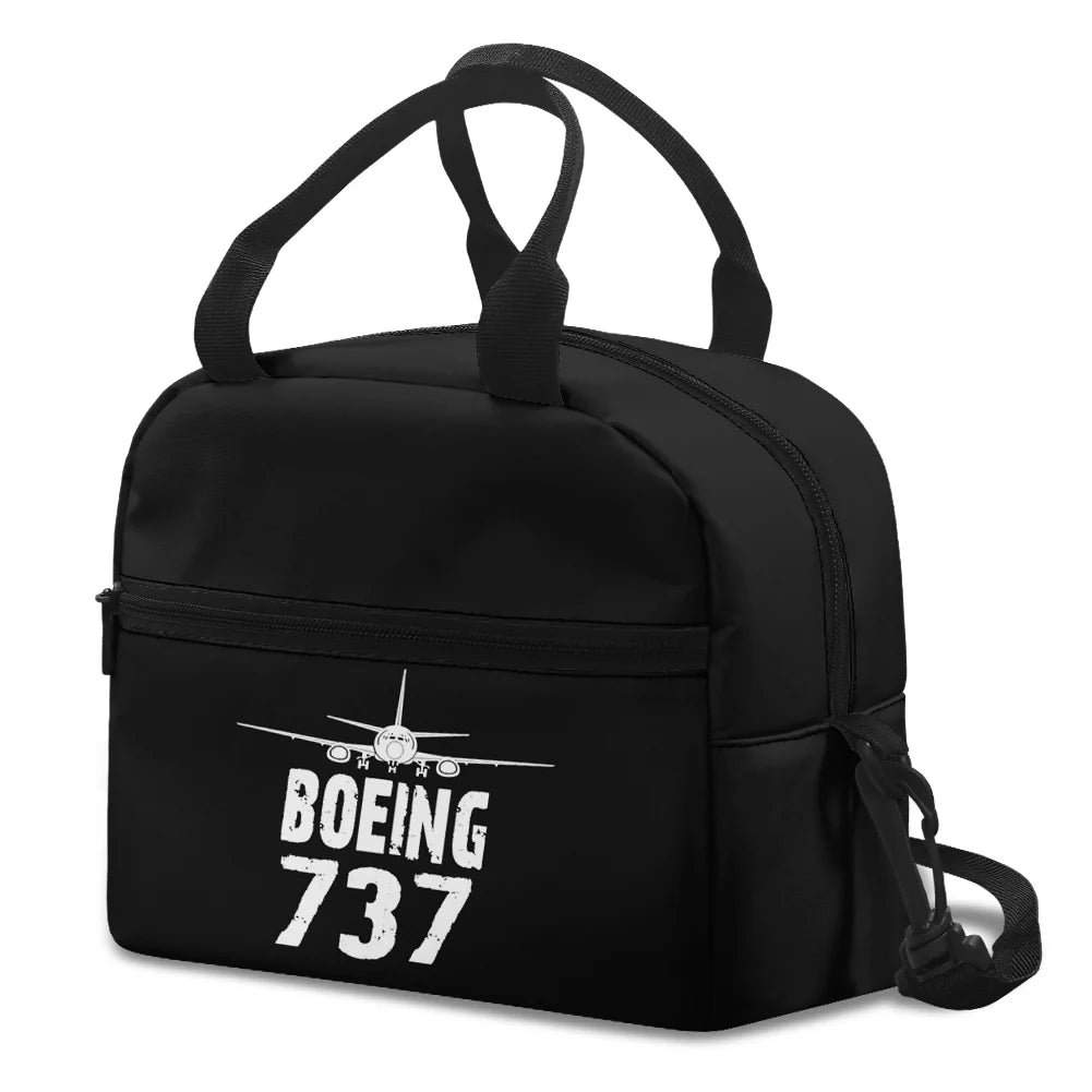Boeing 737 & Plane aviation print lunch bag, insulated polyester.