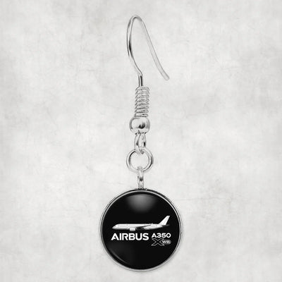 The Airbus A350 WXB aviation earrings, hypoallergenic alloy body with engraved detail.