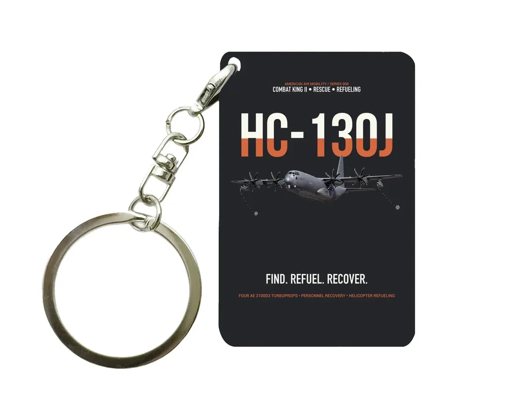 HC-130J COMBAT KING II design on black designed key chain, double-side print