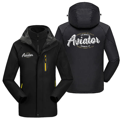 Aviator - Dont Make Me Walk aviation design printed on heavyweight insulated shell with snow cuffs thick ski jacket.