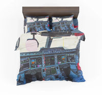 Thumbnail for Airbus A350 Cockpit aviation print bedding set, soft cotton blend.