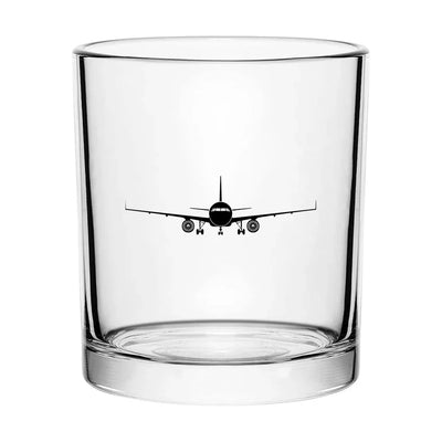 Airbus A320 Silhouette aviation design on whiskey glass, special-edition crystal cut.