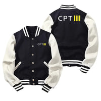 Thumbnail for CPT & 4 Lines Baseball Style aviation design printed on two-tone shell with ribbed cuffs baseball jacket.