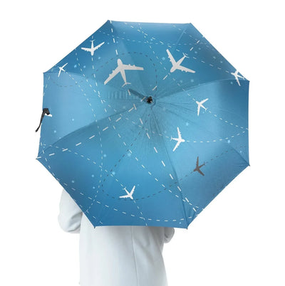Travelling with aviation design on windproof polyester umbrella.