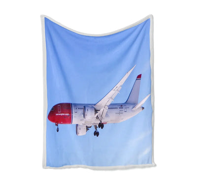 Norwegian Boeing 787 Bed Blankets & aviation print on soft fleece blanket.