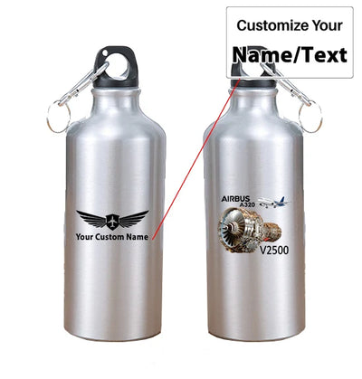 Airbus A320 & V2500 Engine aviation design on thermos, vacuum-insulated.