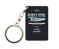 Thumbnail for Tecnam P2012 STOL design on black designed key chain, double-side print