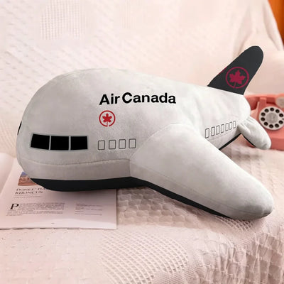 Air Canada Airlines aviation design on soft polyester filling airplane-shape decorative pillow.