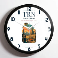 Thumbnail for Turin Airport (TRN) design on white framed wall clock