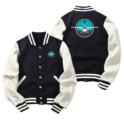 Cessna & Gyro Baseball Style aviation design printed on two-tone shell with ribbed cuffs baseball jacket.