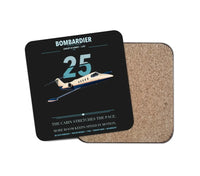 Thumbnail for Bombardier Learjet 25 design on black 1 piece coaster