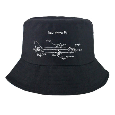 How Planes Fly Summer aviation embroidery on breathable cotton summer hat.