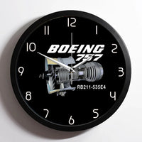 Thumbnail for Boeing 757 & Rolls Royce Engine (RB211) aviation design on premium wood and metal wall clock.