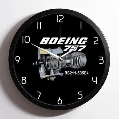 Boeing 757 & Rolls Royce Engine (RB211) aviation design on premium wood and metal wall clock.