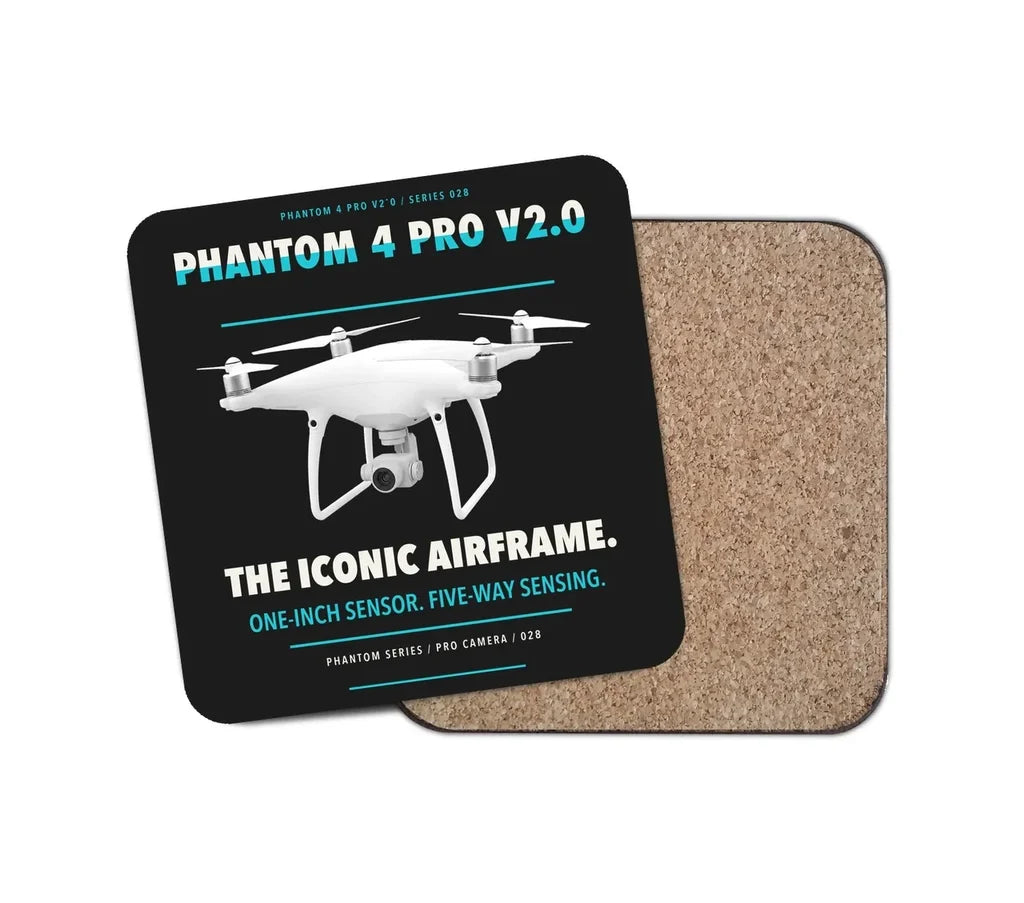 DJI Phantom 4 Pro V2.0 design on black 1 piece coaster