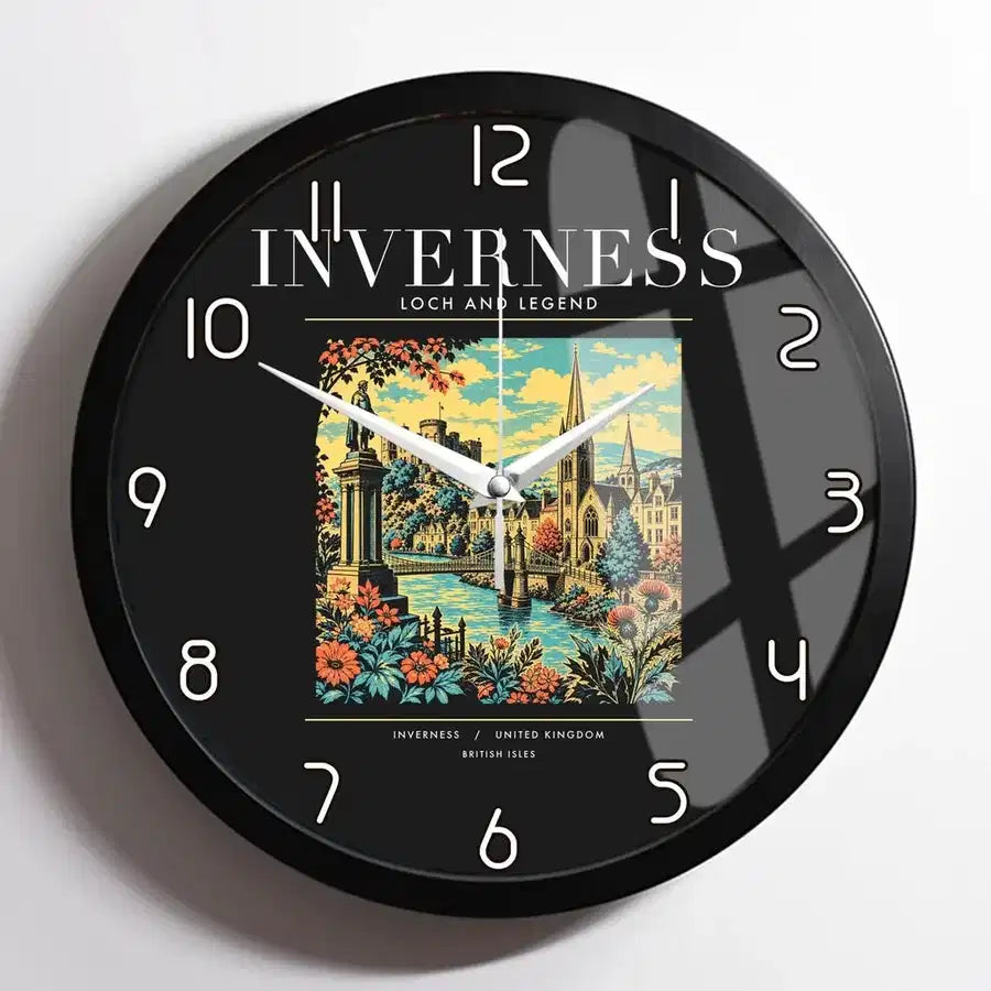 INVERNESS - Poster - Wall Clock Framed - Black