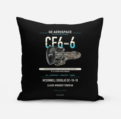 CF6-6 design on black pillow