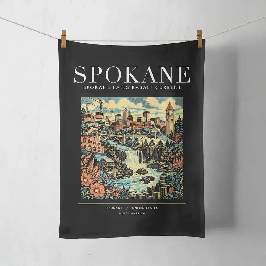 SPOKANE - Poster - Towel - Black
