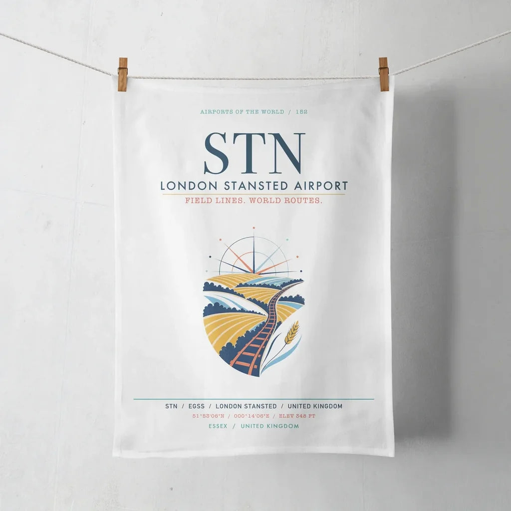 London Stansted Airport (STN) design on white towel