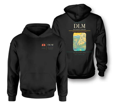 Dalaman Airport (DLM) design on black double-side hoodie