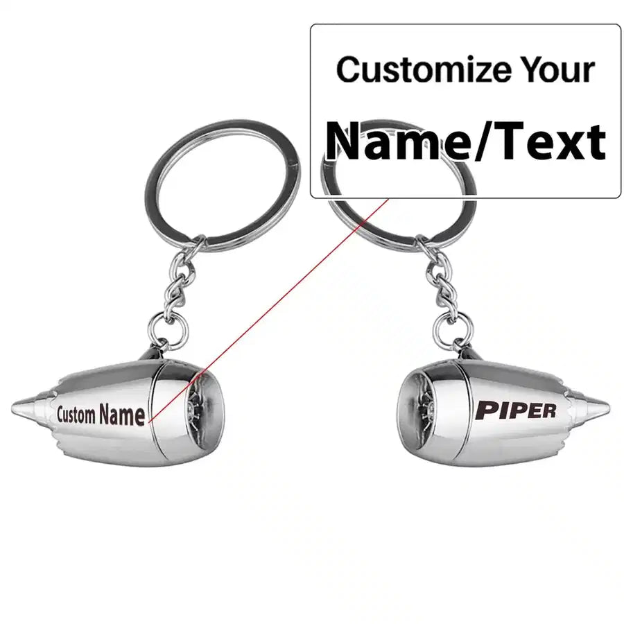 Customisable Piper & Text Jet Engine Key Chain