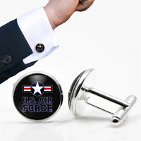 Thumbnail for Side view of US Air Force aviation cuff links in polished metal, polished finish.