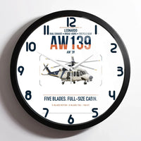 Thumbnail for Leonardo AW139 design on white framed wall clock
