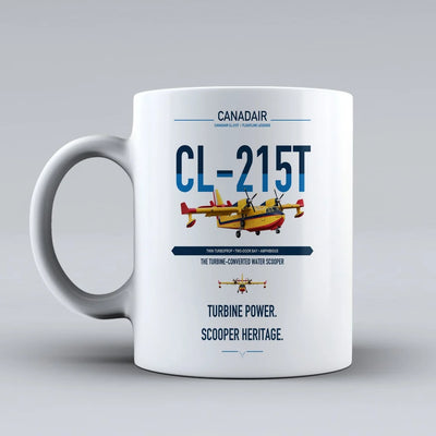 Canadair CL-215T design on white ceramic mug, double-side print