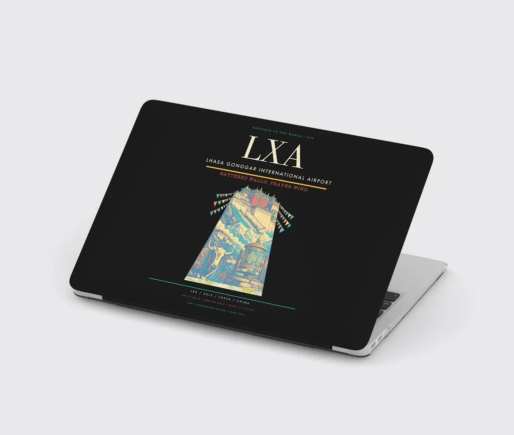 Lhasa Gonggar International Airport (LXA) design on black MacBook case