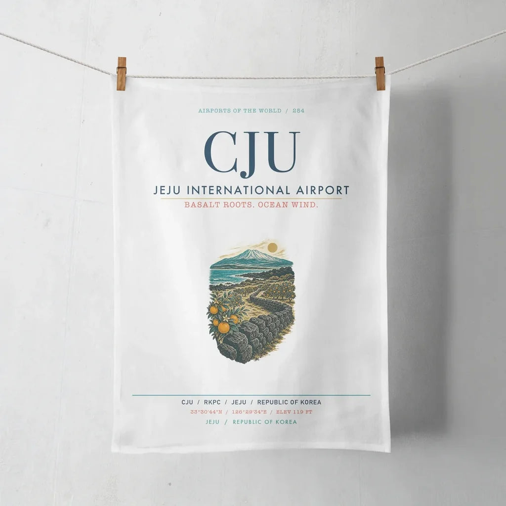 Jeju International Airport (CJU) design on white towel