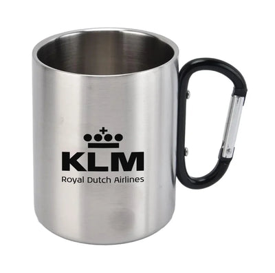 KLM Royal Dutch Airlines aviation design on outdoor mug, durable insulated construction.