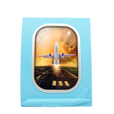 Amazing Departing Aircraft Sunset & Clouds Behind aviation design on durable resin with glass face airplane window photo fram.