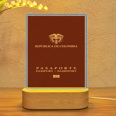 Colombia Passport aviation art night lamp in premium acrylic with LED.